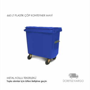 660 LT Plastik Çöp Konteyneri MAVİ