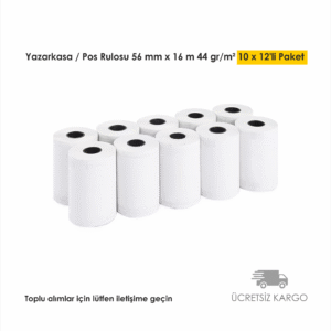 Yazarkasa / Pos Rulosu 56 mm x 16 m 44 gr/m² 10 x 12'li Paket