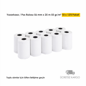 Yazarkasa / Pos Rulosu 56 mm x 25 m 55 gr/m² 10 x 12'li Paket